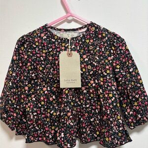 Zara Kids Floral Blouse - Black and Pink